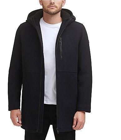 Kenneth Cole New York Long Sleeve Hooded Wool Blend Coat Product Image