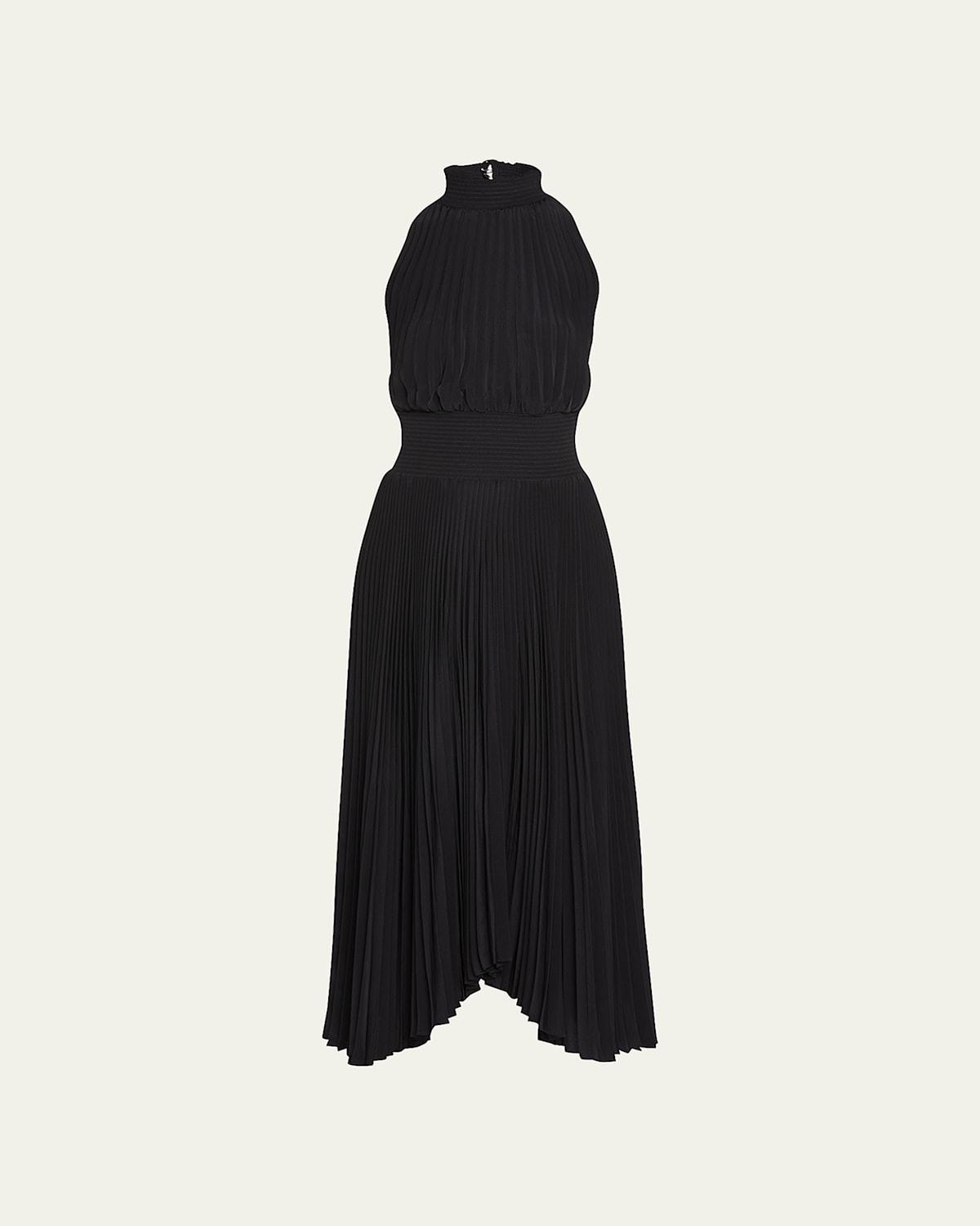 Renzo Pleated Halter Dress Product Image