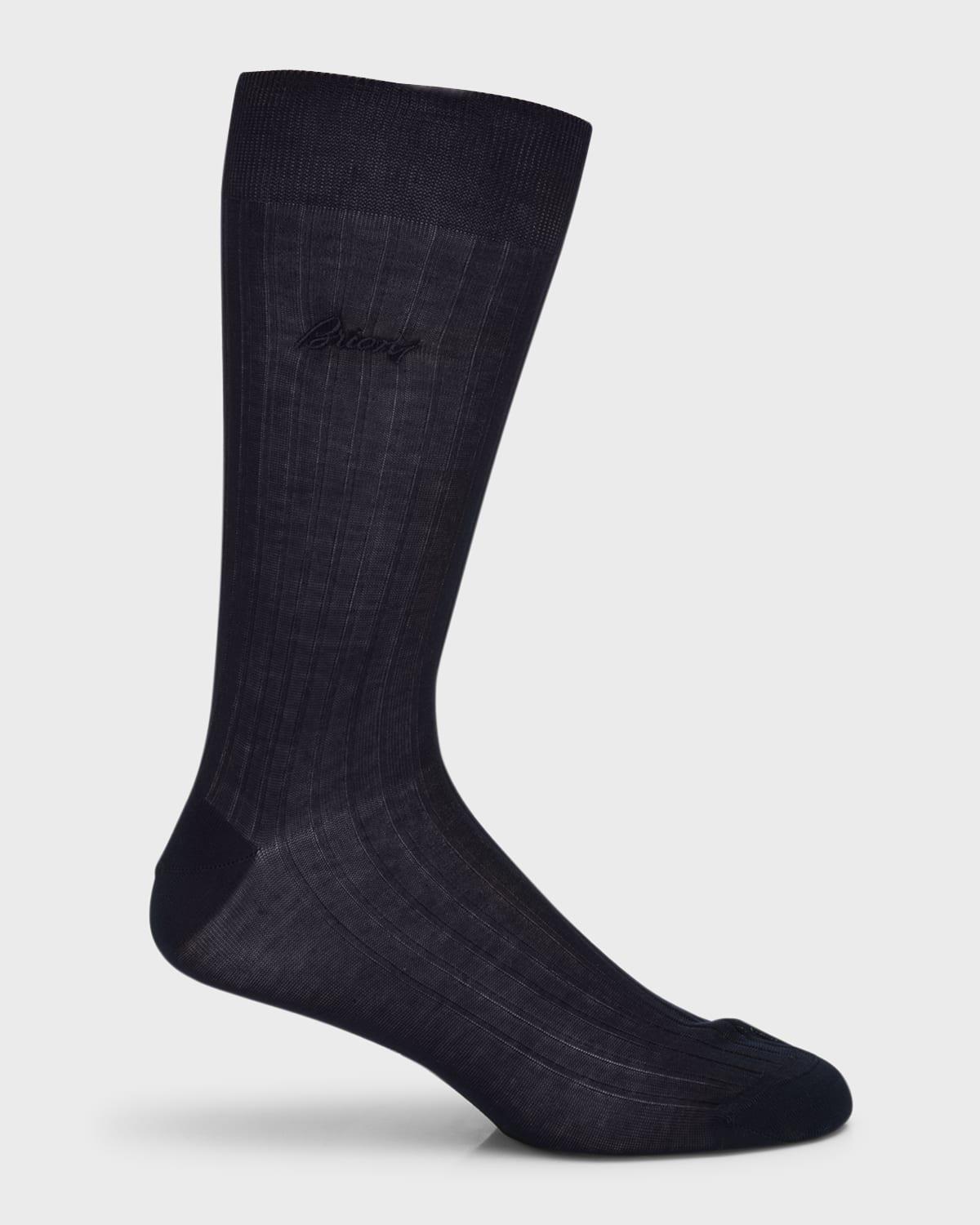 Mens Ribbed Cotton Crew Socks Product Image