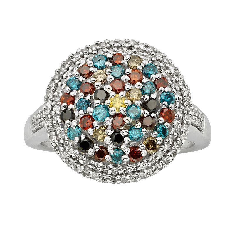 Jewelexcess Sterling Silver 1-ct. T.W. Diamond Dome Ring, Womens Multicolor Product Image