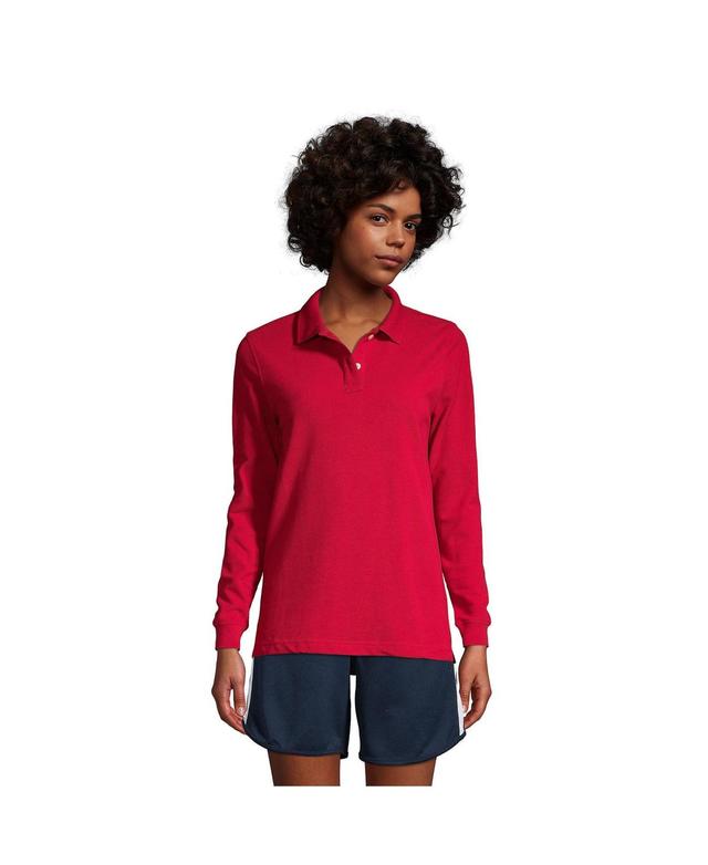 Womens Lands End School Uniform Long Sleeve Mesh Polo Shirt Product Image