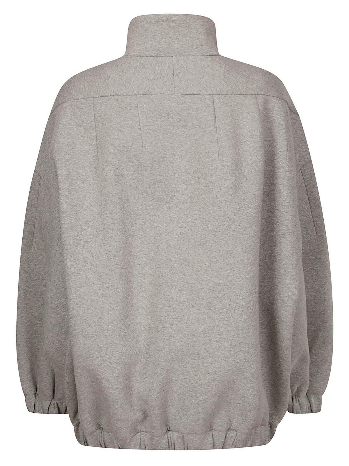 Oversized Cotton-blend Jersey Sweatshirt In Grey Melange Product Image