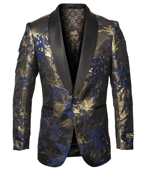 Empire Collection - Blue Floral Pattern Sports Coat Slim Fit Product Image