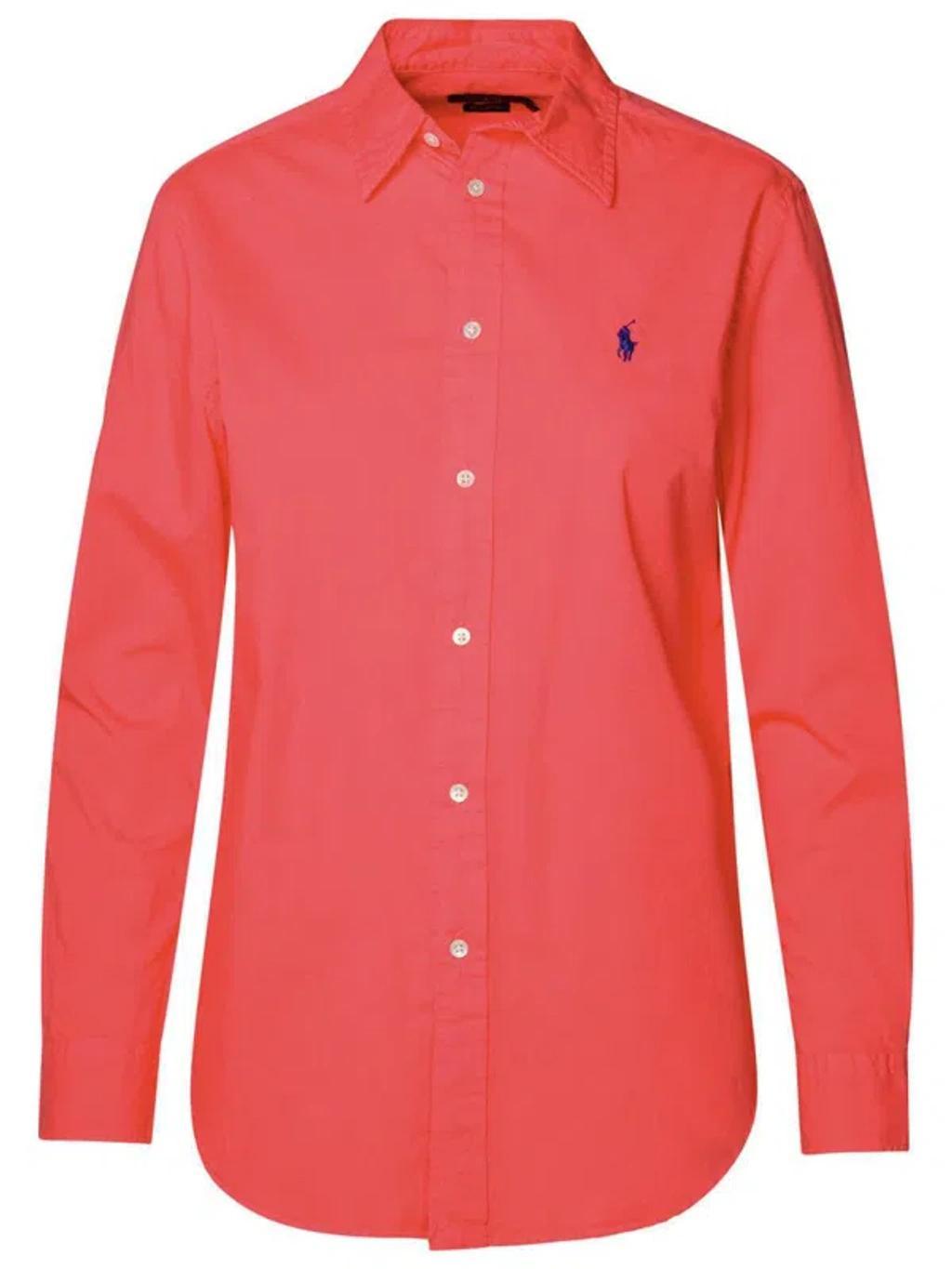 Peach Cotton Shirt In Red Product Image