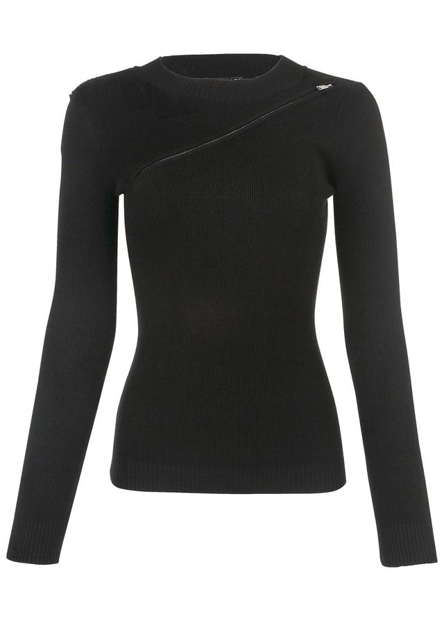 Lightweight Zipper Sweater  - Black Product Image