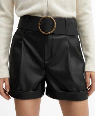 Women's Leather Effect Belt Shorts Product Image