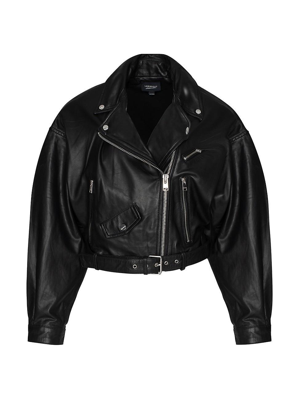 Womens Dylan Leather Biker Jacket Product Image