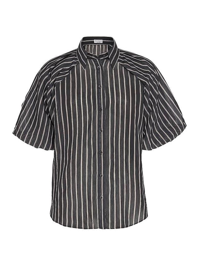 Womens Cotton And Silk Sparkling Stripe Shirt Product Image