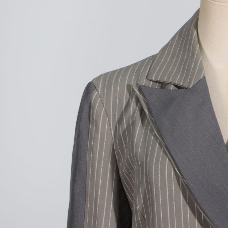 Pinstriped Double-Breasted Blazer Product Image