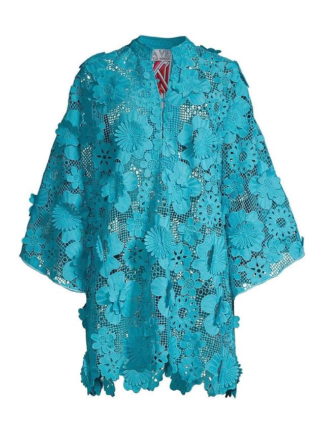 Womens Floral-Appliqu Mesh Mini Caftan Product Image