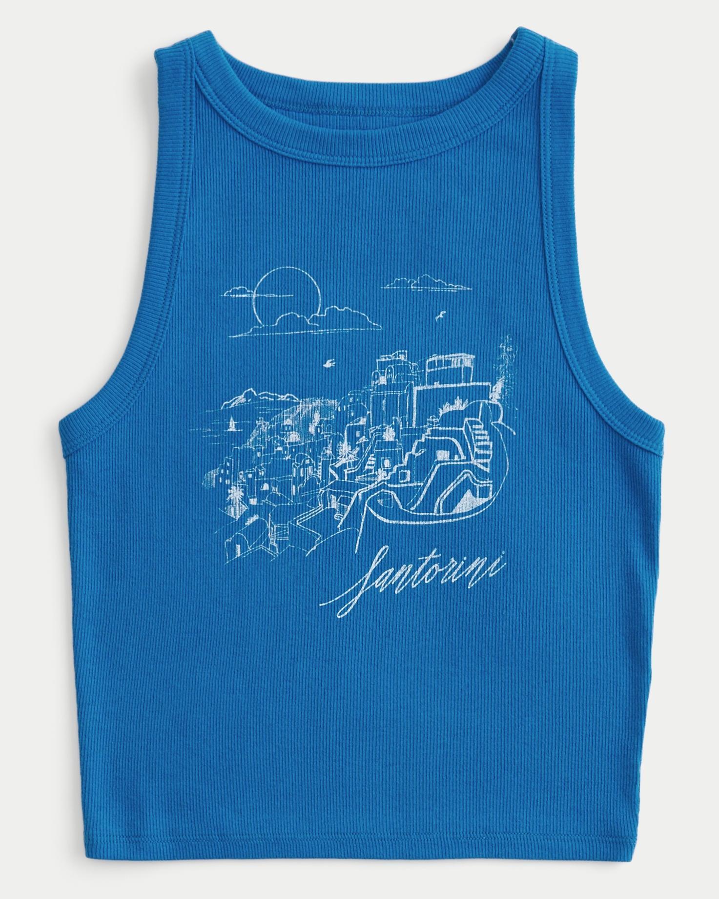 Ribbed Santorini Graphic High-Neck Tank Product Image