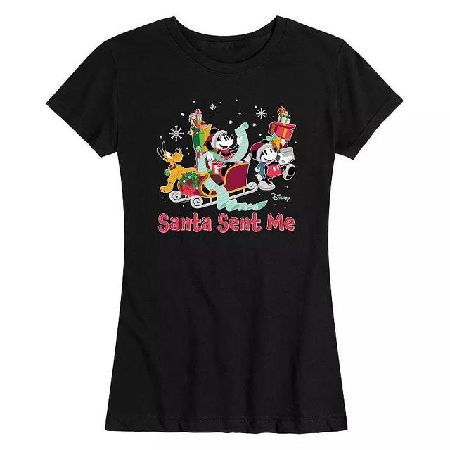 Disneys Mickey Mouse And Friends Womens Santas Sleigh Christmas Graphic Tee, Girls Product Image