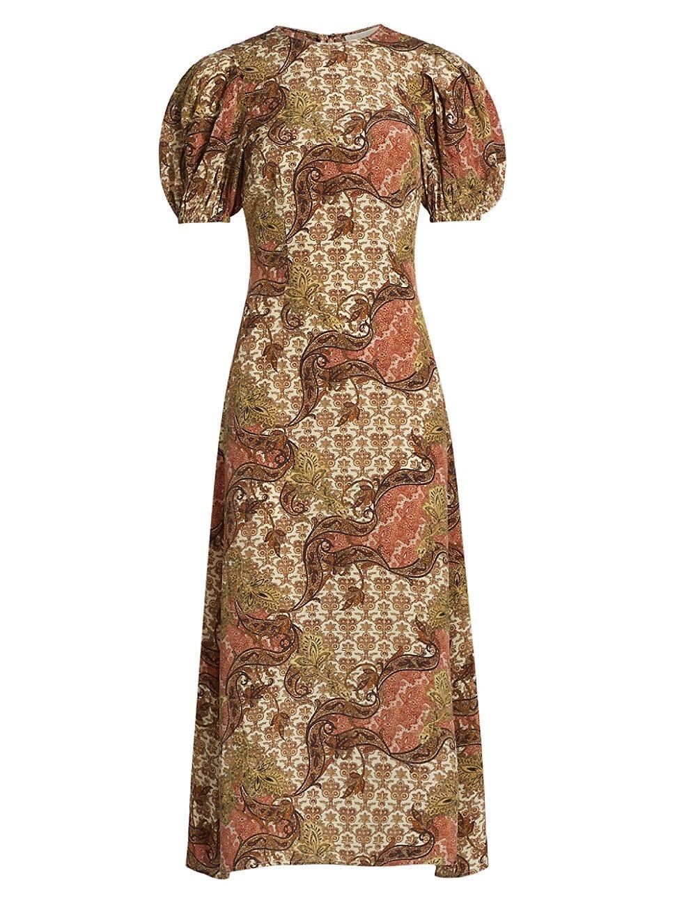 Womens Calais Baroque Silk Midi-Dress Product Image