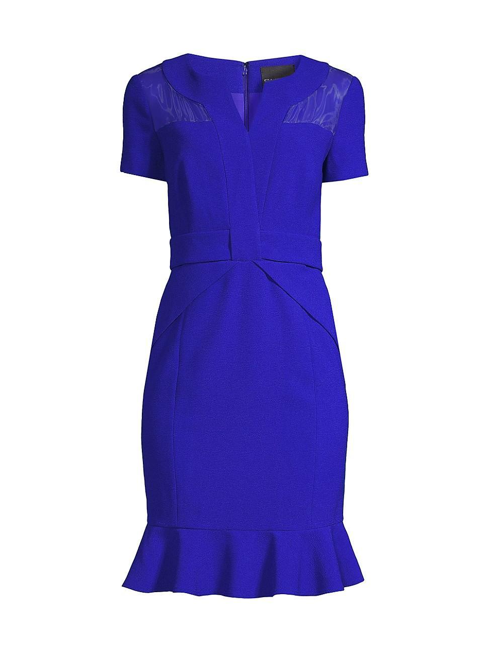 Womens Flounce Crepe & Silk Sheath Dress Product Image