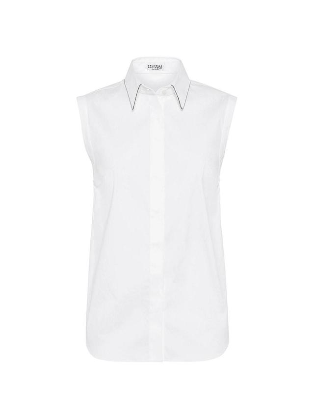 Womens Stretch Cotton Poplin Sleeveless Shirt Product Image