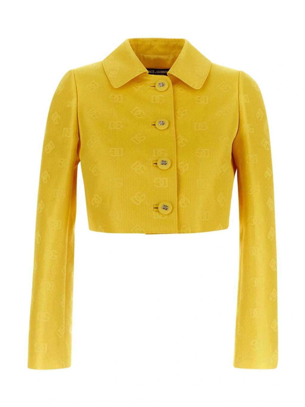 Short Quilted Jacquard Jacket With Dg Logo In Yellow Product Image