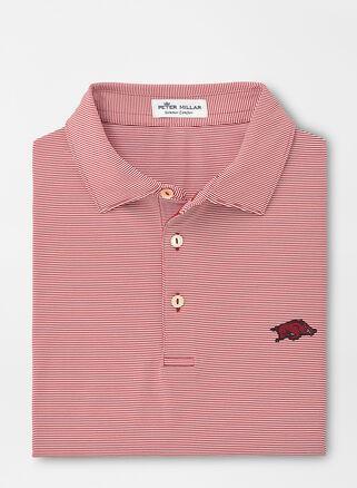 Peter Millar Mens Arkansas Jubilee Stripe Performance Polo | Color: Crimson | Size: 3XL Product Image