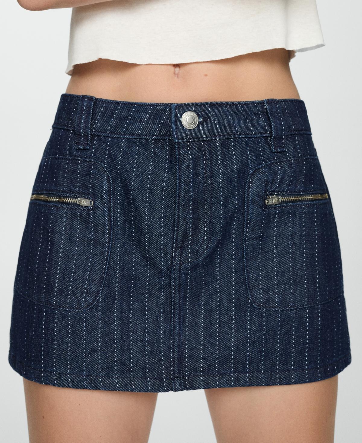 Mango Womens Seam Detail Denim Mini-Skirt Product Image