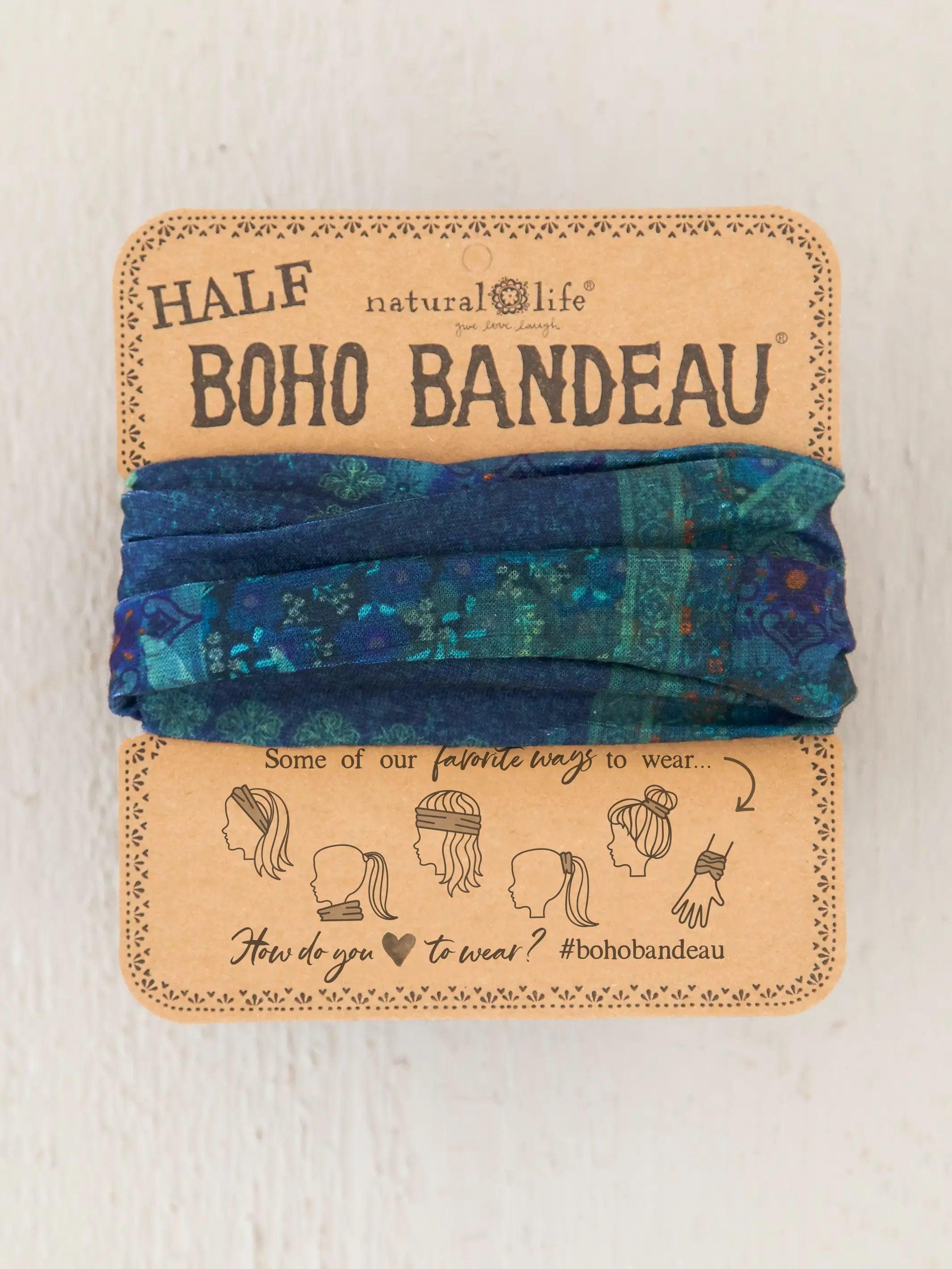 Half Boho Bandeau® Headband - Indigo Patchwork Product Image