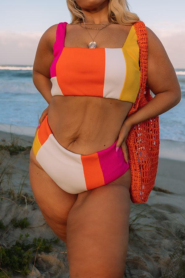 Coastal Cruise High Waist Color Block Bikini Bottom Curves Product Image