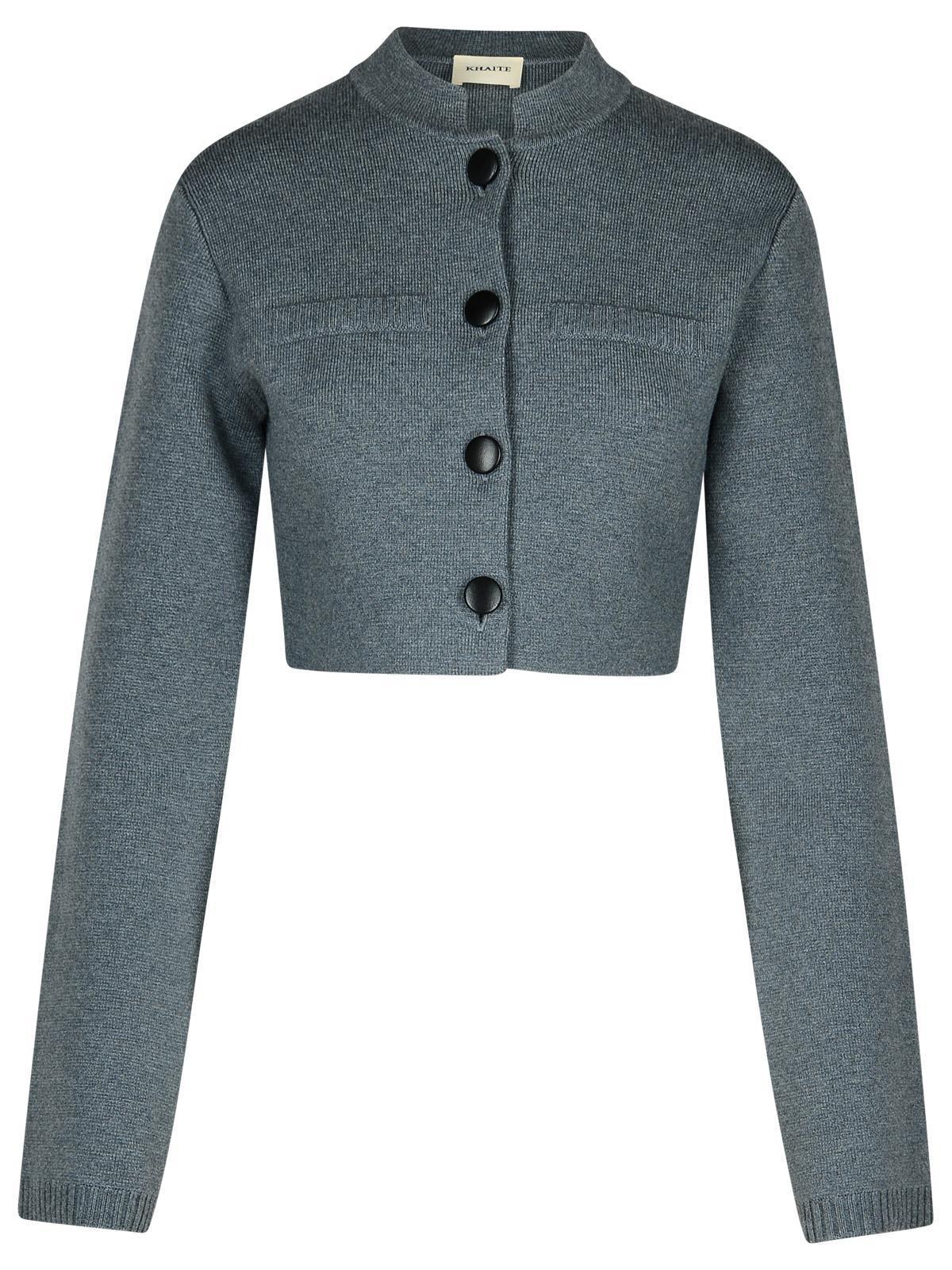 Ello Cropped Wool-blend Jacket In Grey Product Image