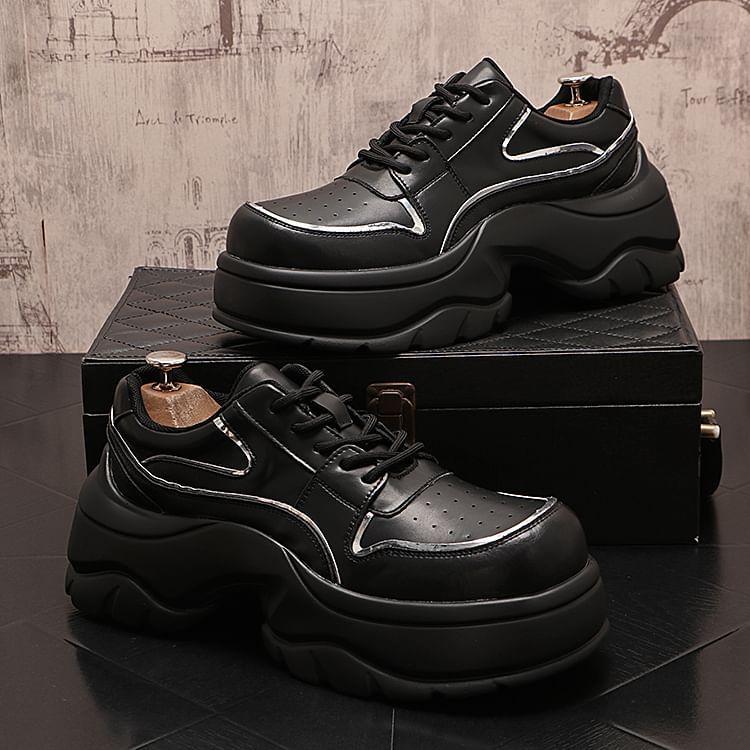 Platform Plain Lace-Up Sneakers Product Image