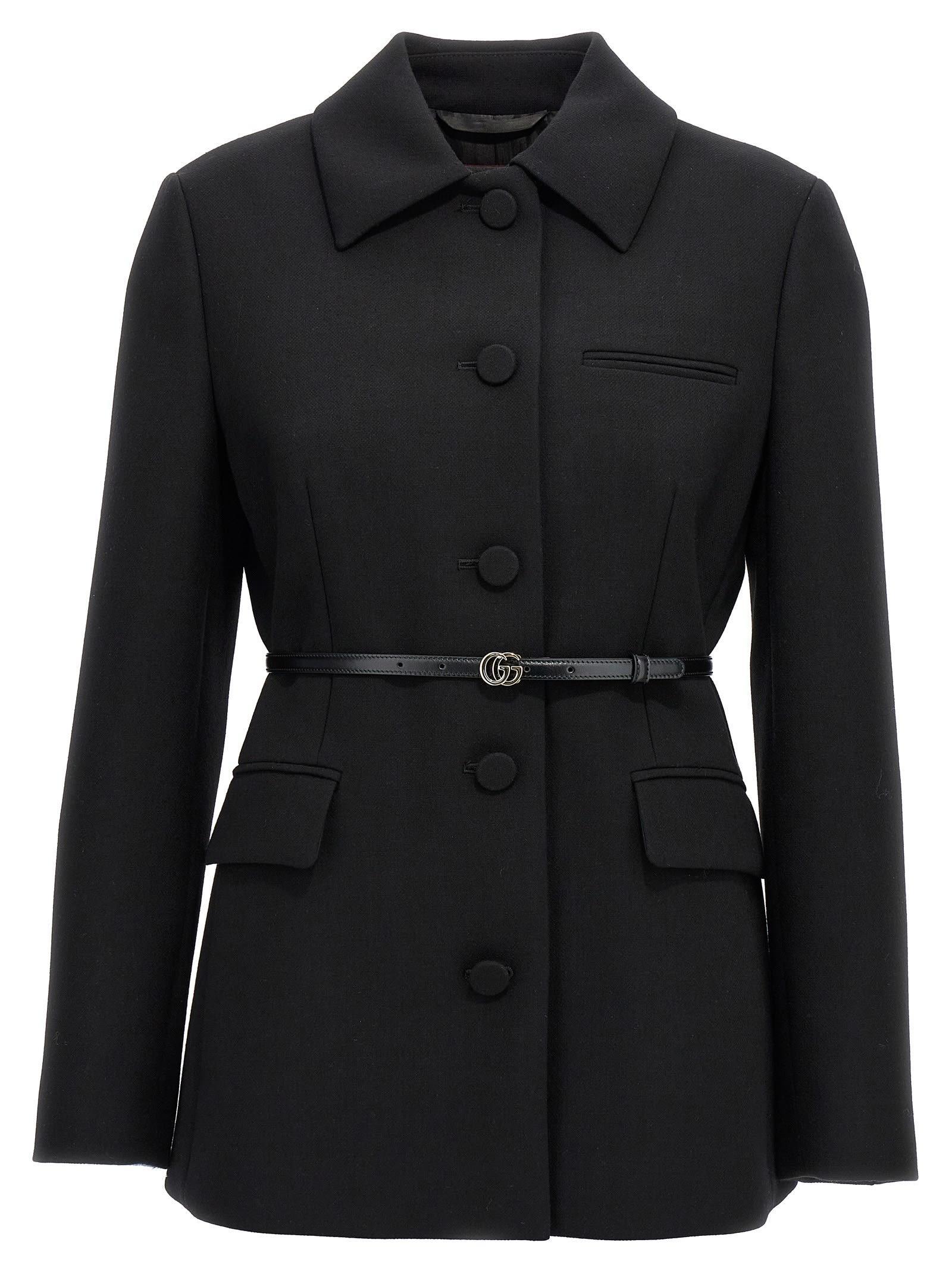 Wool Crepe Jacket In Black Product Image