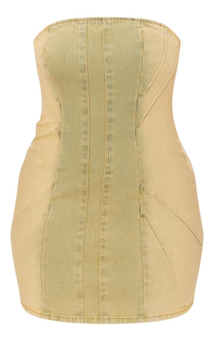 Shape Green Washed Denim Seam Detail Bandeau Dress Product Image