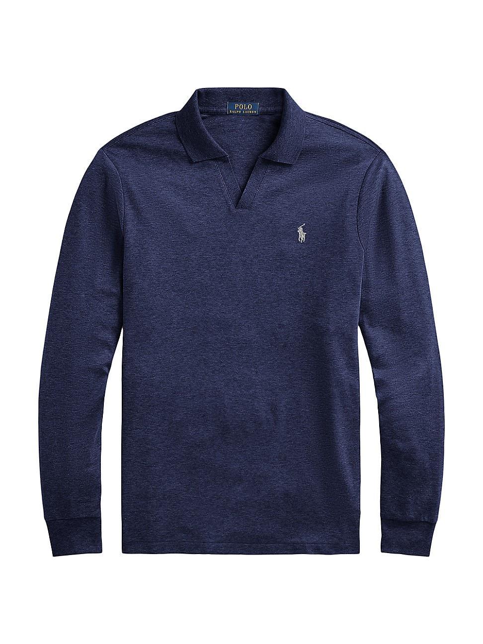 Mens Cotton Long-Sleeve Polo Shirt Product Image