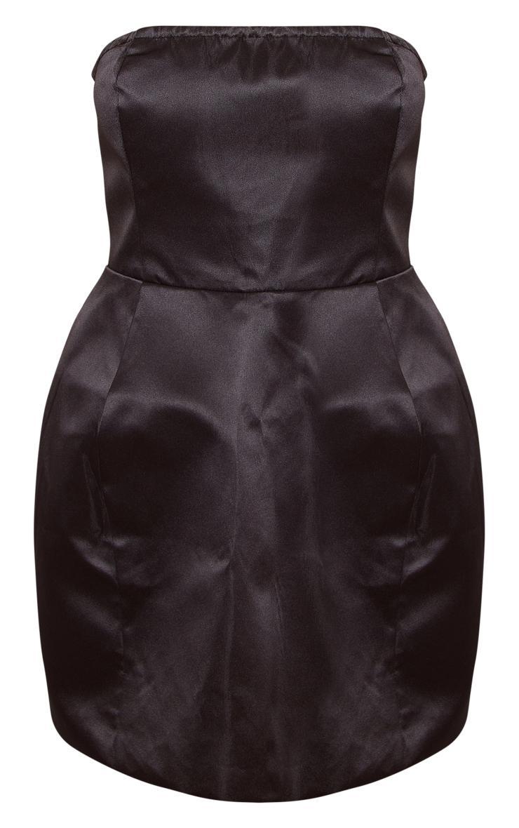 Black Satin Bandeau Shift Dress Product Image