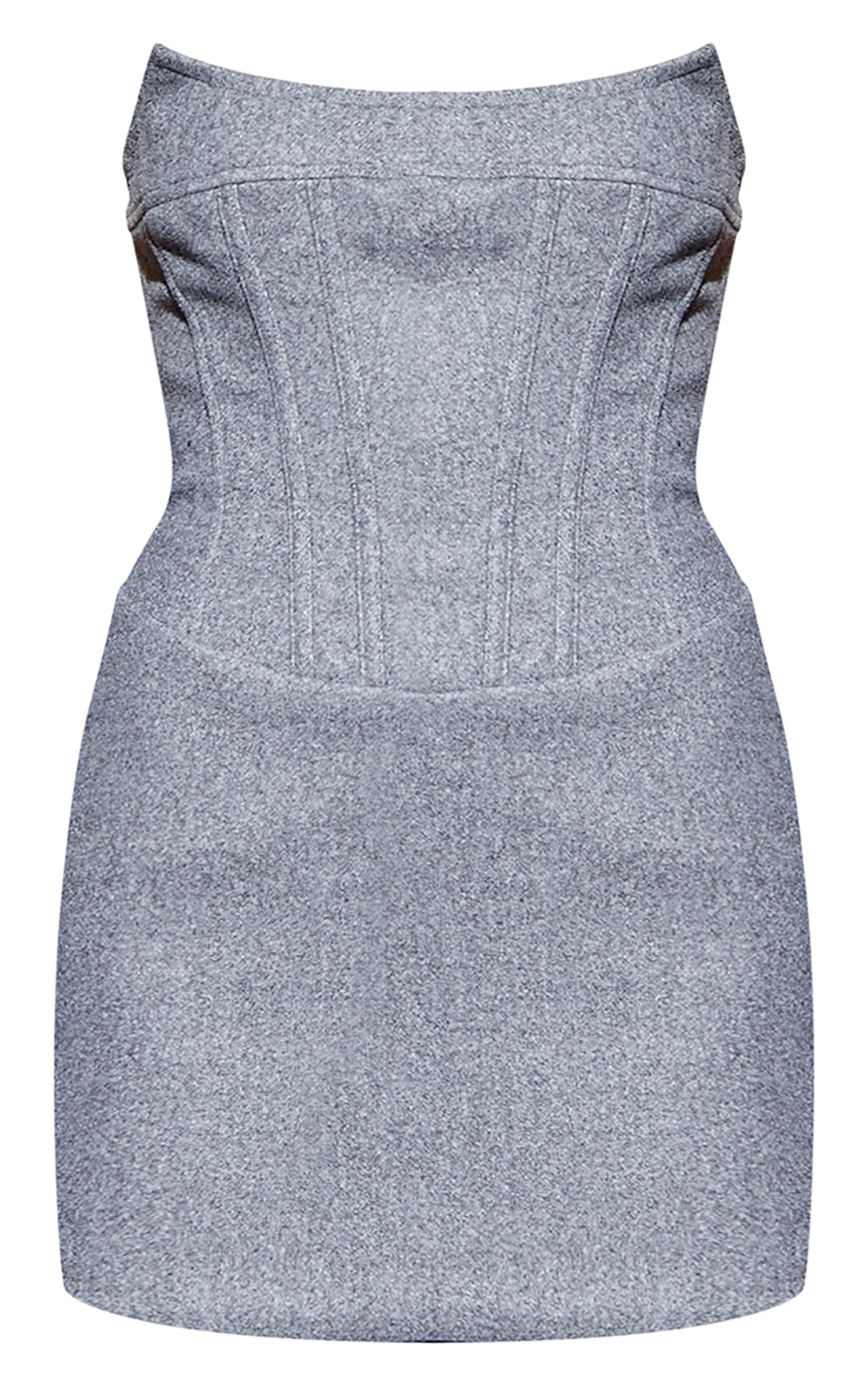 Grey Wool Look Corset Bodycon Dress Product Image