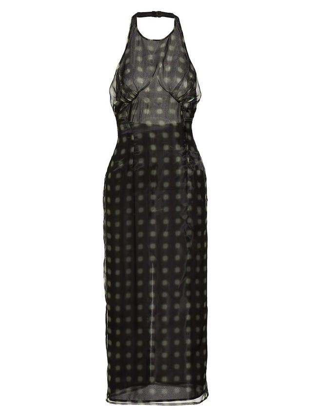 Womens Zita Polka Dot Halter Midi-Dress Product Image