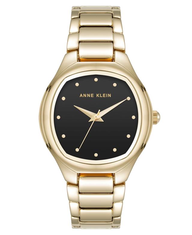 Anne Klein Womens Quartz Everyday Cushion Black and Gold-Tone Alloy Metal Bracelet Watch, 32mm - Black, Gold-Tone Product Image