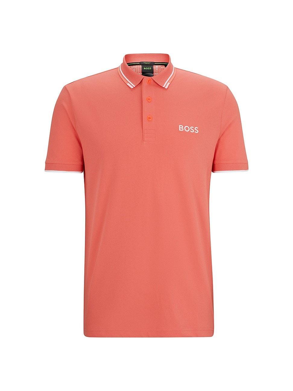 Mens Cotton-Blend Polo Shirt with Contrast Logo Product Image