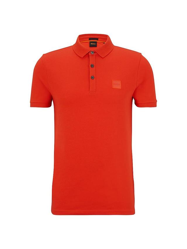 Mens Stretch-Cotton Slim-Fit Polo Shirt With Logo Patch Product Image