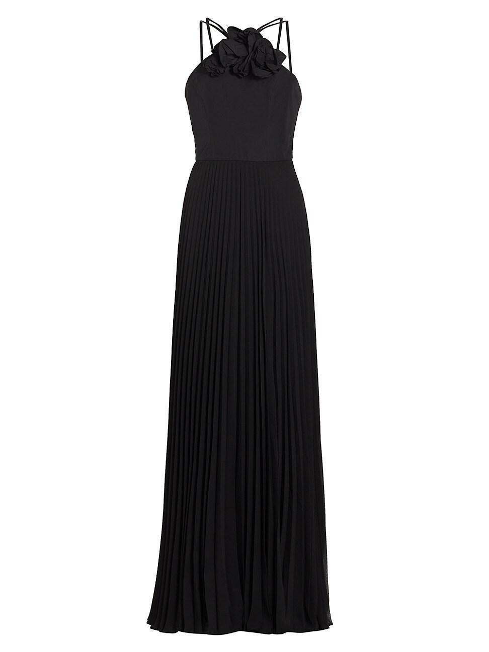 Womens Pleated Chiffon Halter Gown Product Image