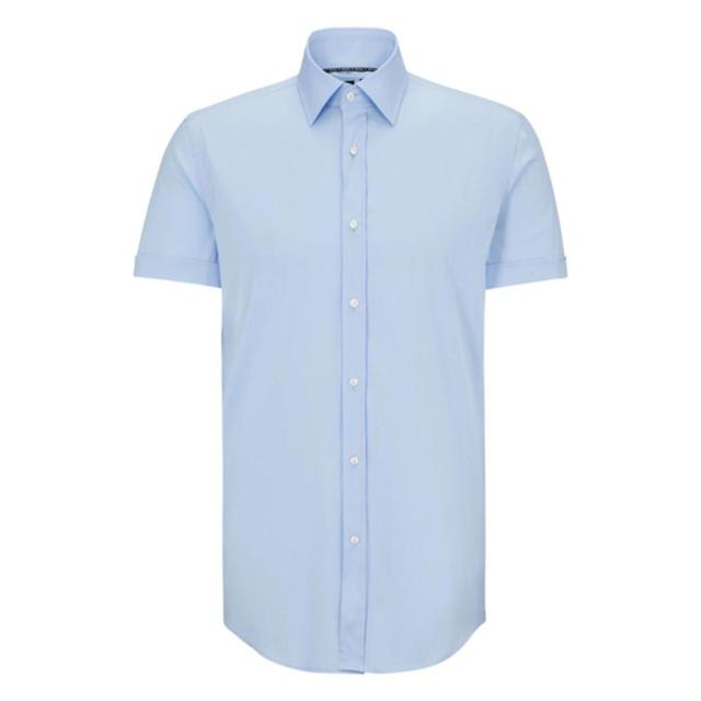 HUGO BOSS Slim-fit Shirt In Easy-iron Stretch Poplin In Light Blue Product Image