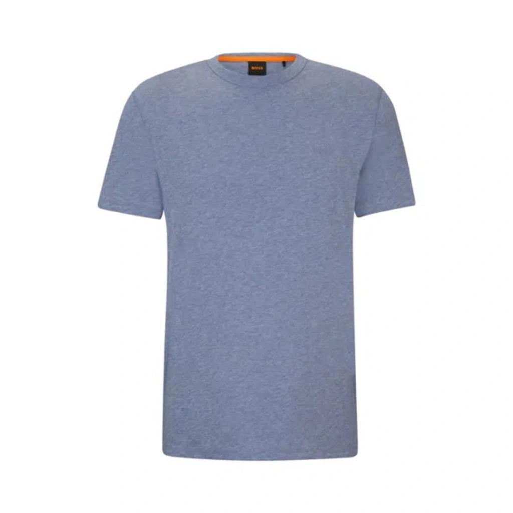 HUGO BOSS Cotton-jersey T-shirt With Tonal Logo In Light Blue Product Image