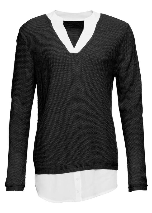 Layered Look Sweater - Black Product Image