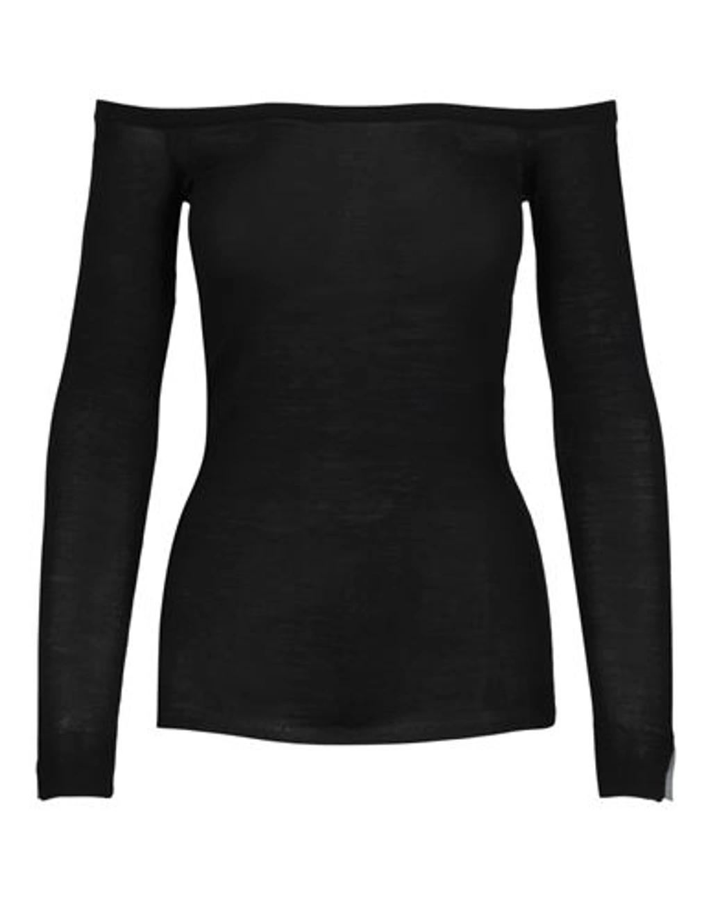 Boat-neck Knit Top In Black Product Image