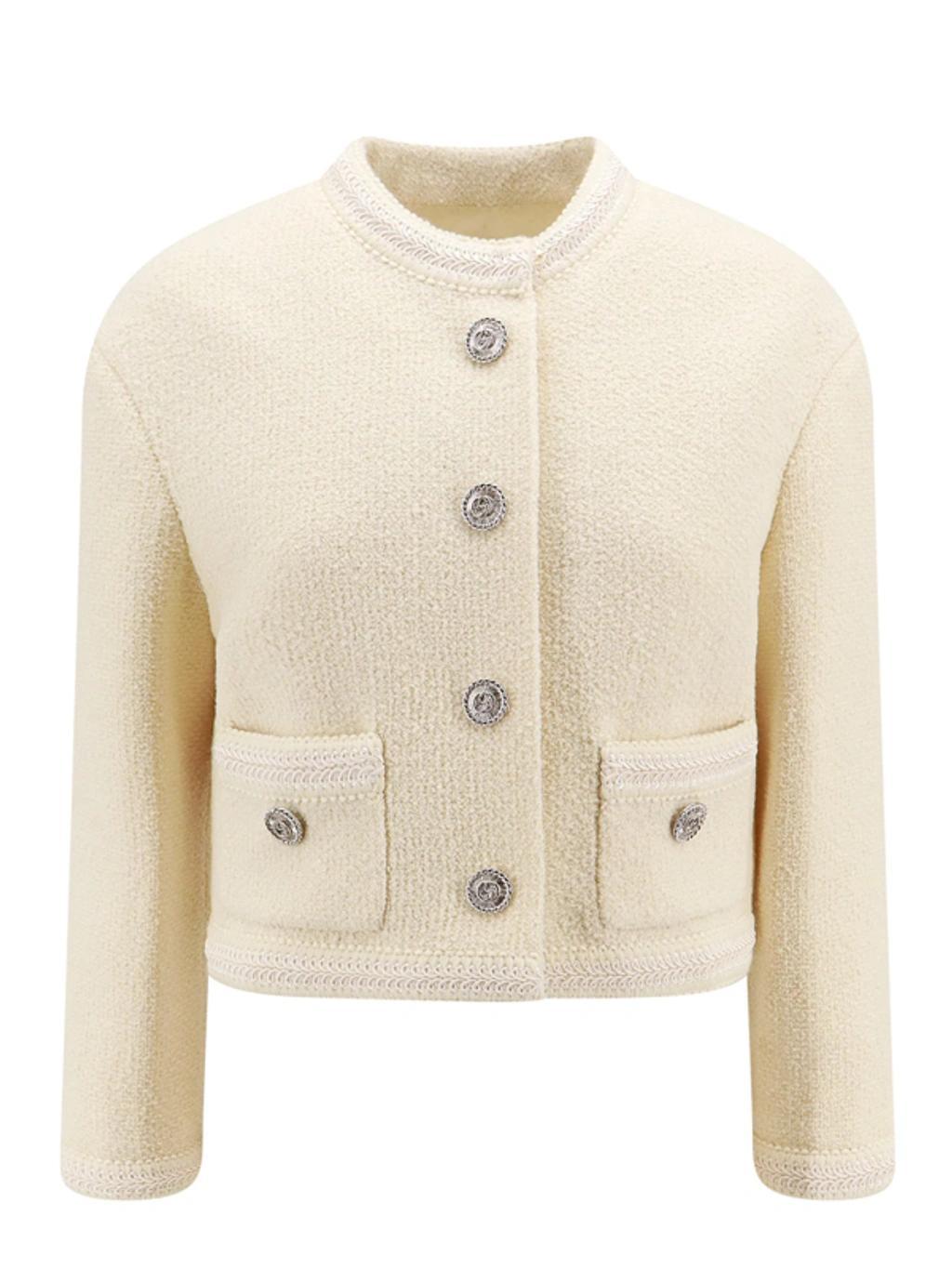 Button-up Tweed Jacket In Ivory/mix Product Image