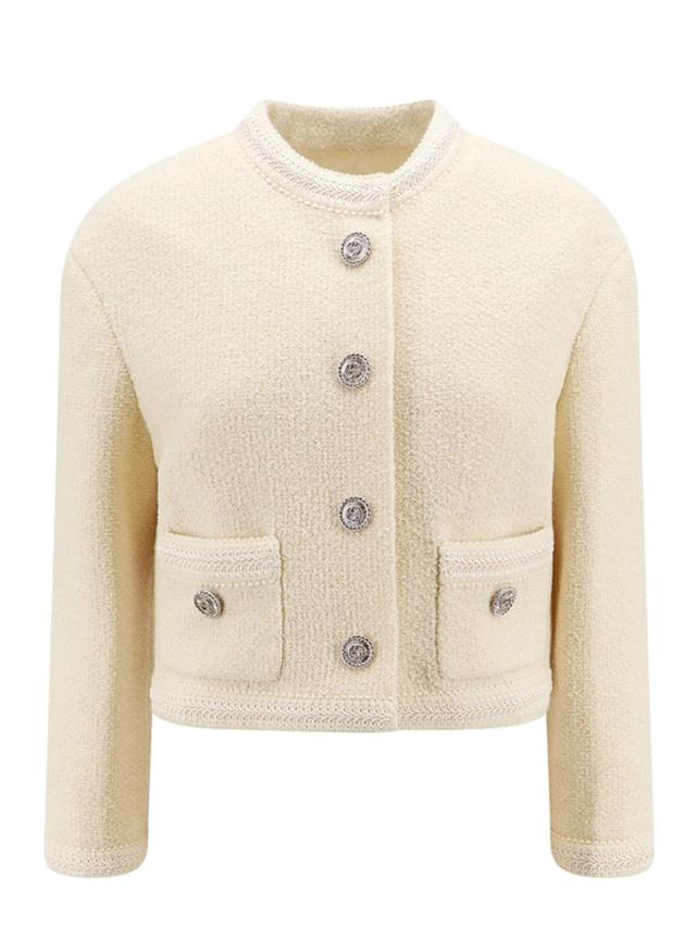 Button-up Tweed Jacket In Ivory/mix Product Image