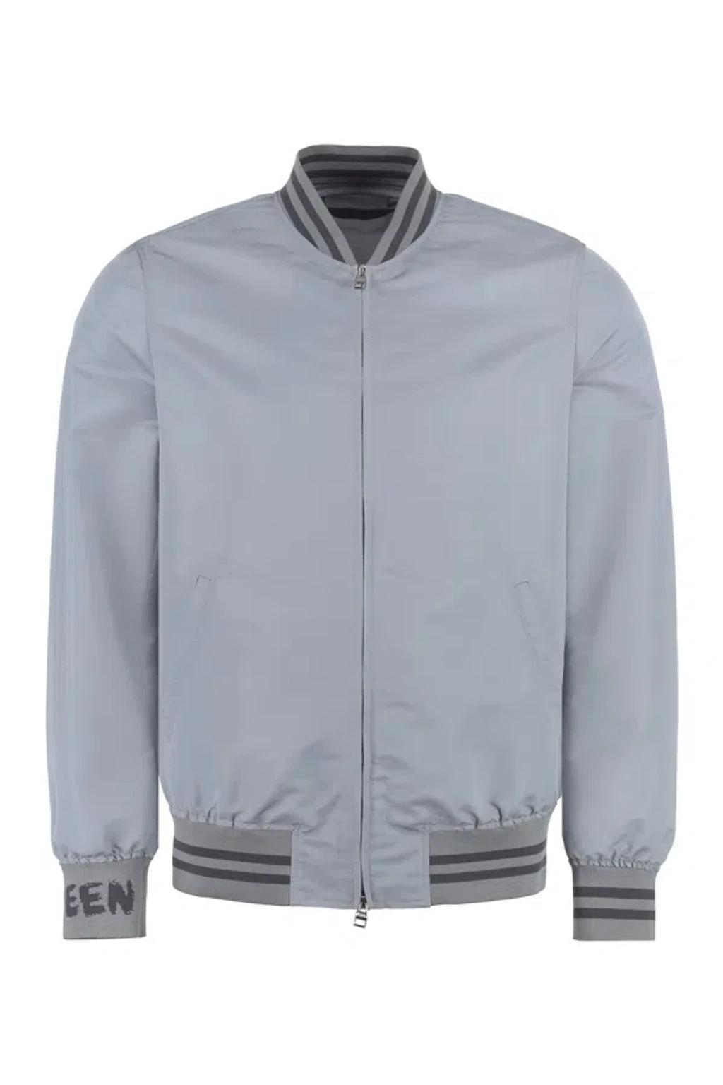 Nylon Bomber Jacket In Grey Product Image