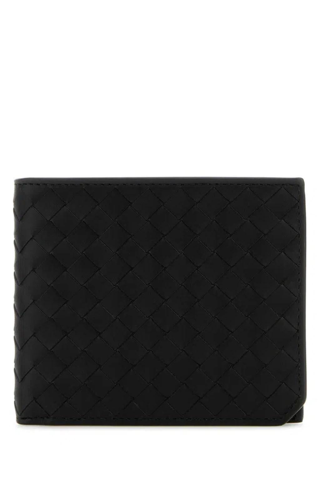 Black Leather Intrecciato Wallet Product Image