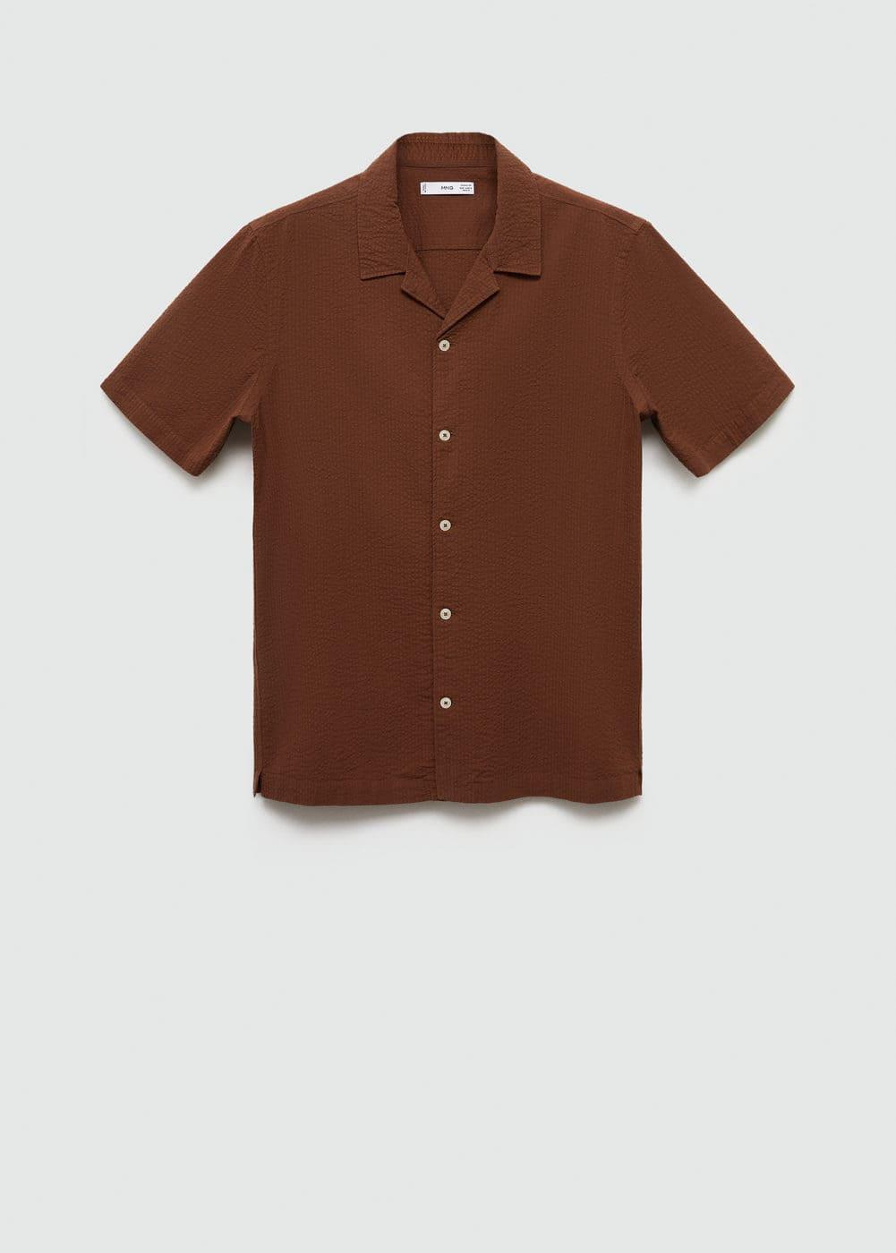 Mango Mens Regular Fit Seersucker Cotton Shirt Product Image