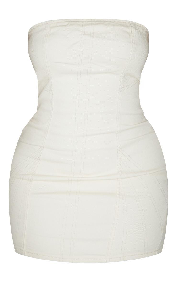 Shape Stone Denim Seam Detail Bandeau Bodycon Dress Product Image