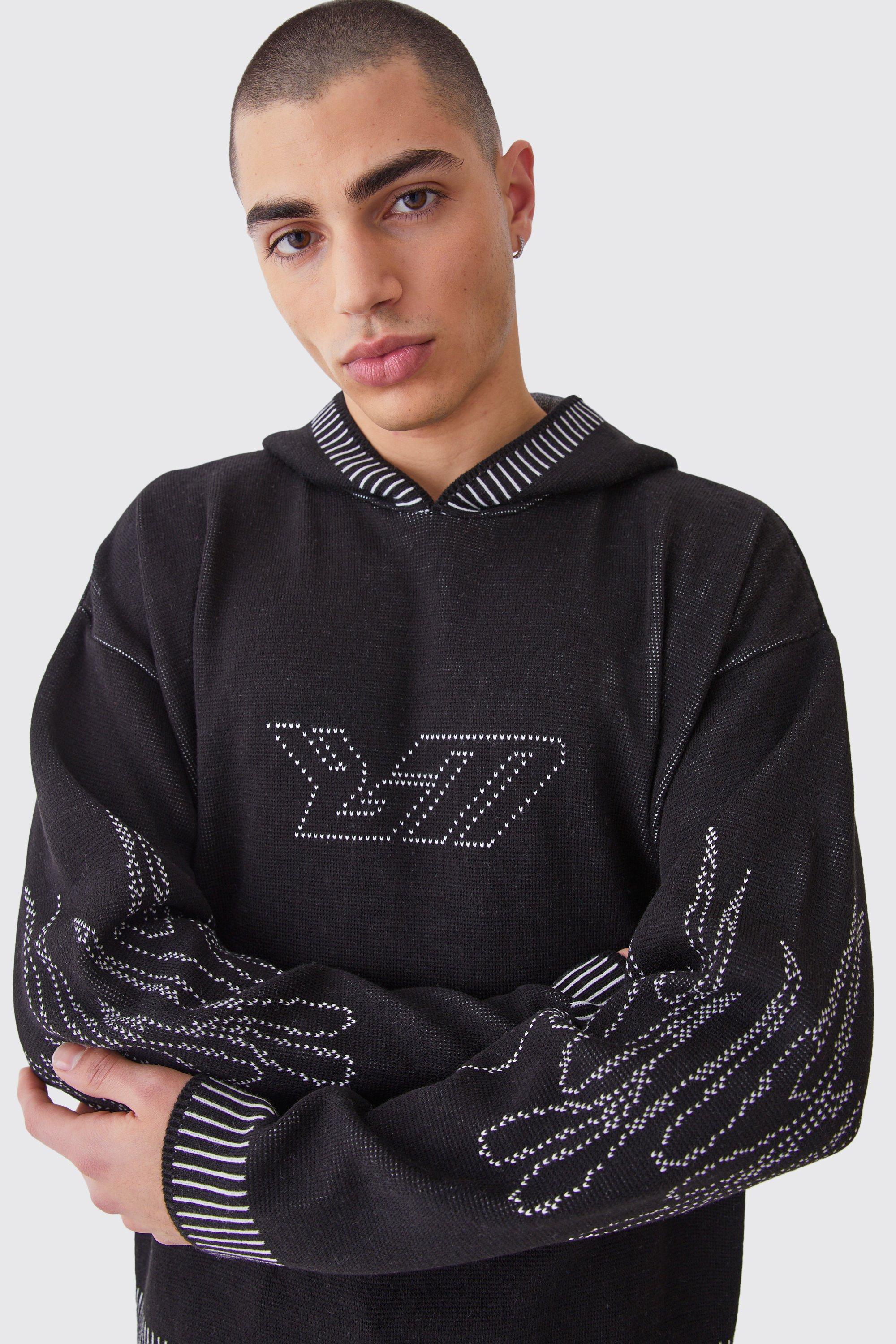 Oversized Boxy Drop Shoulder Branded Hoodie | boohooMAN USA Product Image