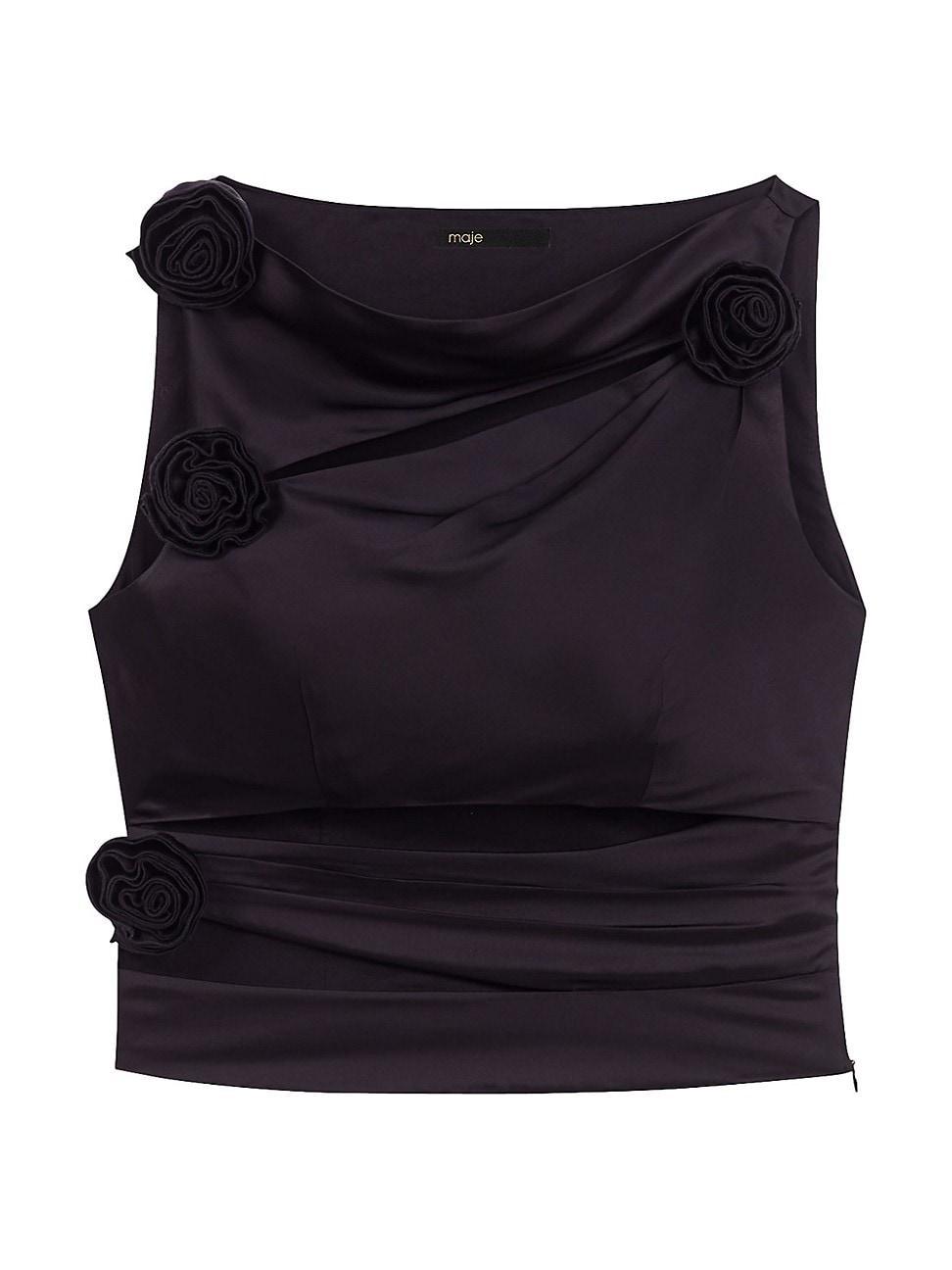 Womens Satin-Effect Draped Top Product Image