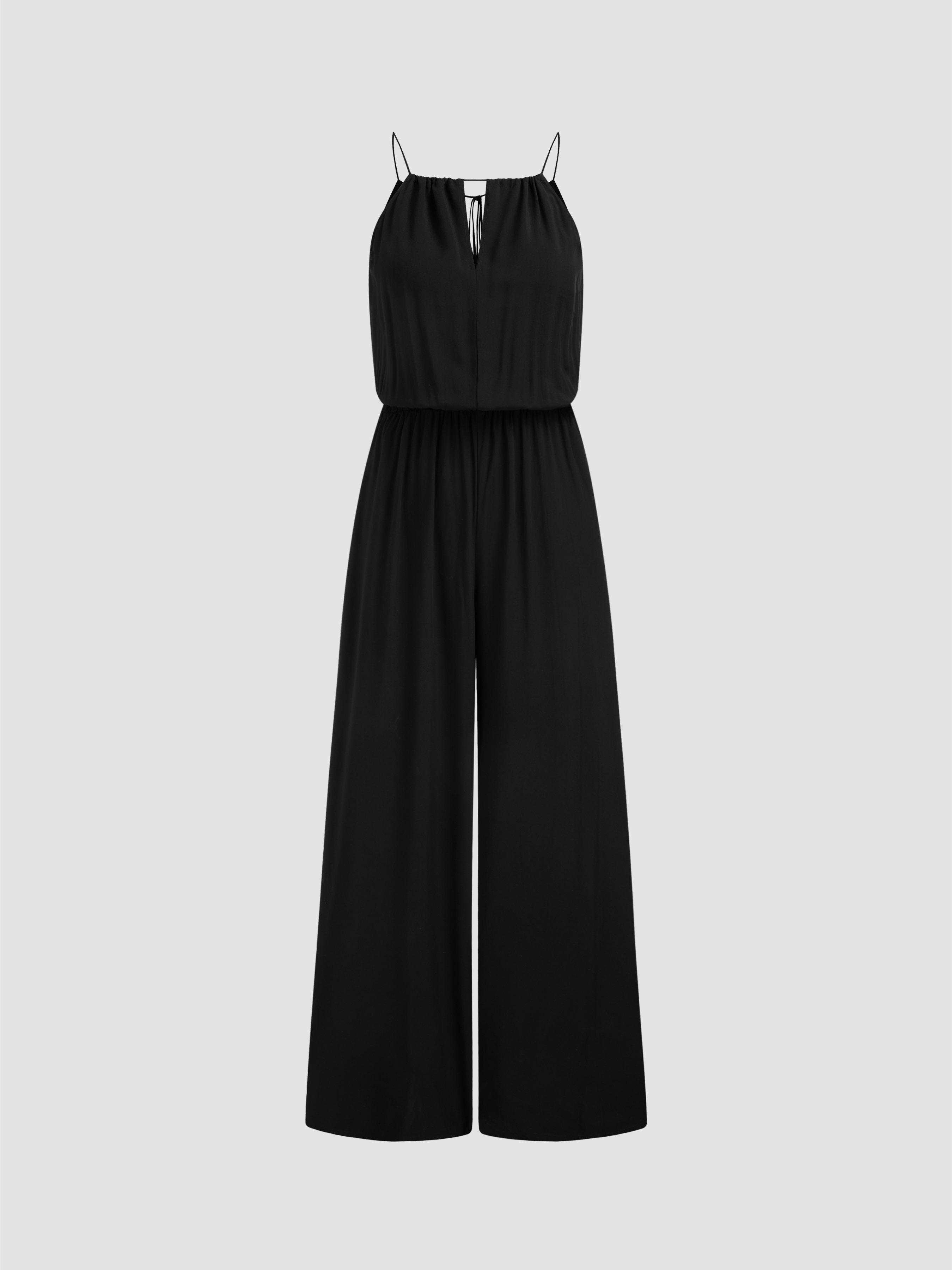 Woven Knotted Ruched Wide Leg Jumpsuit product image