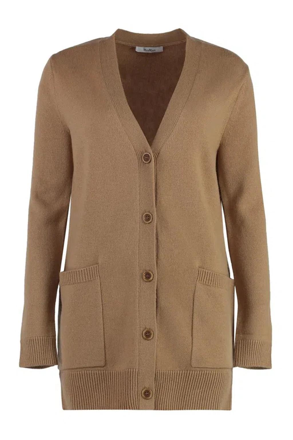 MAX MARA Villar Wool And Cashmere Cardigan In Beige Product Image